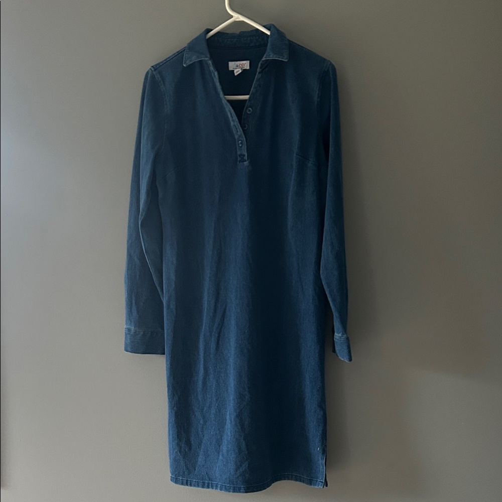 Long-Sleeve Navy Polo Shirt Dress